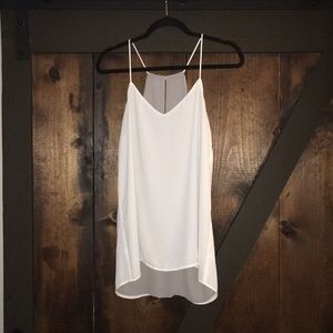 Convertible white/grey strappy, flowy tank